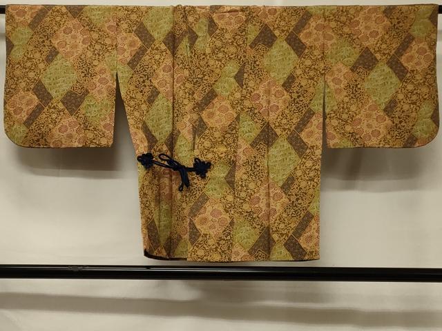 平和屋着物＃道中着　色紙重ね花文　正絹　逸品　CABD7931in