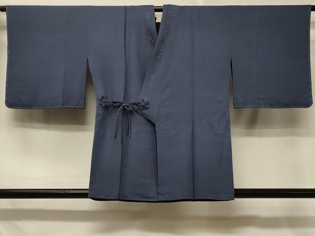 平和屋着物＃道中着　リバーシブル　霞文　藍鉄色　黒地　正絹　逸品　未使用　CABD7932in