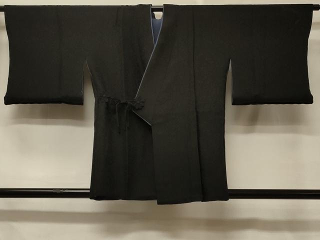 平和屋着物＃道中着　リバーシブル　霞文　藍鉄色　黒地　正絹　逸品　未使用　CABD7932in