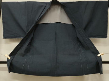 平和屋着物＃男性　長羽織　紬地　単衣　青褐色　正絹　逸品　未使用　CABD7933in