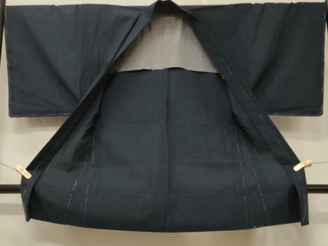 平和屋着物＃男性　長羽織　紬地　単衣　青褐色　正絹　逸品　未使用　CABD7933in