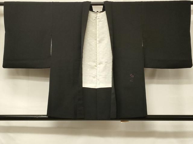 平和屋着物＃羽織　総刺繍　雲取り草花文　黒地　正絹　逸品　CABD7934in