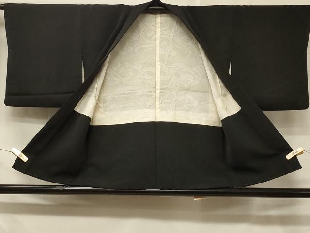 平和屋着物＃羽織　総刺繍　草花丸文　黒地　正絹　逸品　CABD7935in