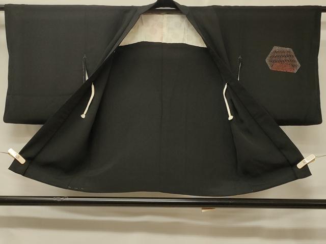 平和屋着物＃羽織　寿光織　渡り橋草花文　黒地　金銀糸　正絹　逸品　CABD7937in