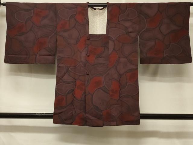 平和屋着物＃道行コート　地紋起こし　幾何学文様　正絹　逸品　CABD7939in