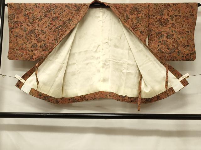 平和屋着物＃道中着　更紗花鳥文　正絹　逸品　CABD7944in