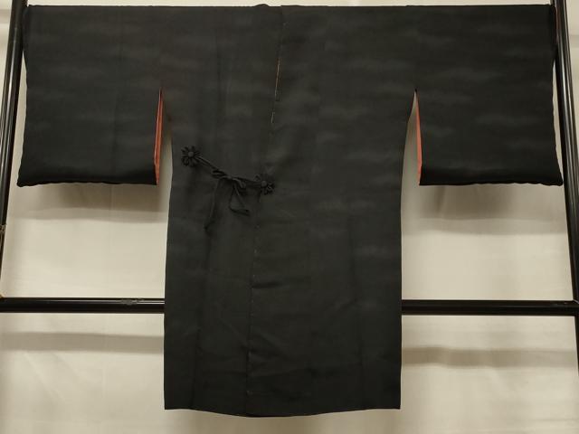 平和屋着物＃道中着　リバーシブル　霞地紋　暈し染め　黒地　ロング丈　正絹　逸品　未使用　CABD7945in