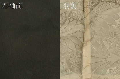 平和屋着物＃羽織　寿光織　更紗花文　黒地　銀糸　正絹　逸品　CABD7950in