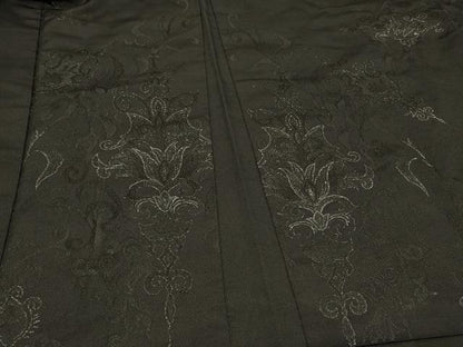 平和屋着物＃羽織　寿光織　更紗花文　黒地　銀糸　正絹　逸品　CABD7950in