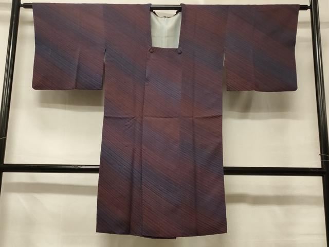 平和屋着物＃道行コート　斜線文　ロング丈　正絹　逸品　CABD7955in