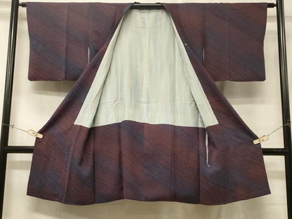 平和屋着物＃道行コート　斜線文　ロング丈　正絹　逸品　CABD7955in
