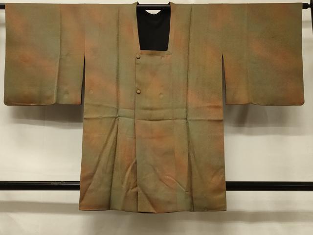 平和屋着物＃道行コート　リバーシブル　霞文　暈し染め　黒地　反端付き　正絹　逸品　CABD7958in