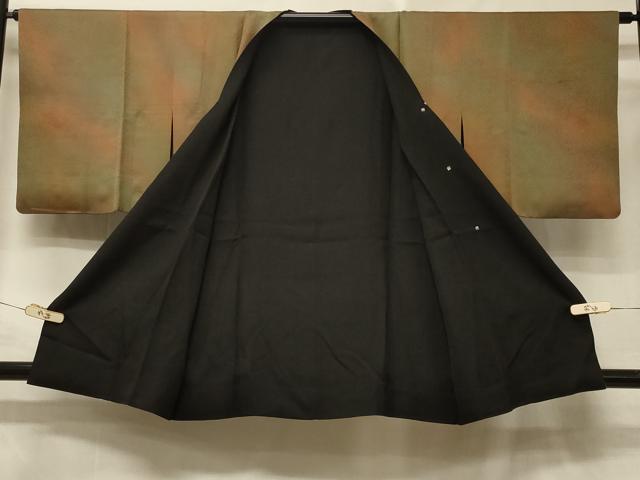 平和屋着物＃道行コート　リバーシブル　霞文　暈し染め　黒地　反端付き　正絹　逸品　CABD7958in