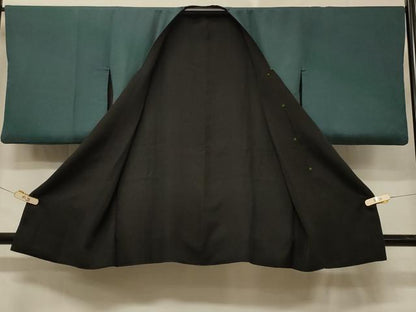 平和屋着物＃道行コート　リバーシブル　霞文　暈し染め　黒地　正絹　逸品　CABD7963in