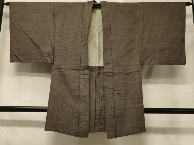 平和屋着物＃男性　長羽織　お召地　100亀甲　総詰め　正絹　逸品　CABD7966in