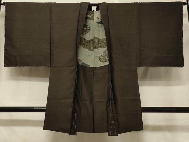 平和屋着物＃男性　長羽織　紬地　霞文　正絹　逸品　未使用　CABD7967in