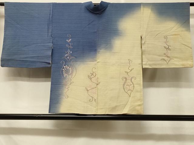 平和屋着物＃羽織　刺繍　枝花文　暈し染め　金糸　正絹　逸品　CABD7968in