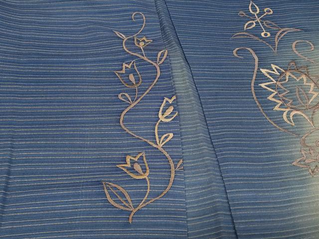 平和屋着物＃羽織　刺繍　枝花文　暈し染め　金糸　正絹　逸品　CABD7968in