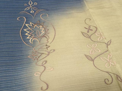 平和屋着物＃羽織　刺繍　枝花文　暈し染め　金糸　正絹　逸品　CABD7968in