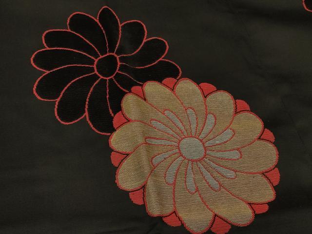 平和屋着物＃道行コート　舞花文　黒地　金銀糸　正絹　逸品　CABD7972in