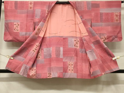 平和屋着物＃道行コート　草花文　暈し染め　正絹　逸品　未使用　CABD7974in