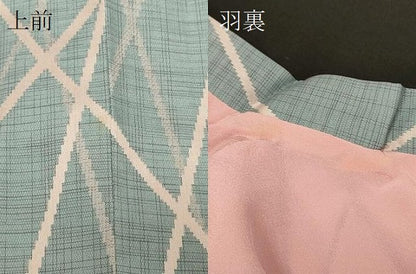 平和屋着物＃道行コート　単衣　幾何学文様　高島屋扱い　ロング丈　正絹　逸品　CABD7977in