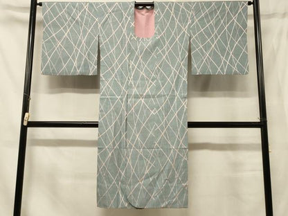 平和屋着物＃道行コート　単衣　幾何学文様　高島屋扱い　ロング丈　正絹　逸品　CABD7977in