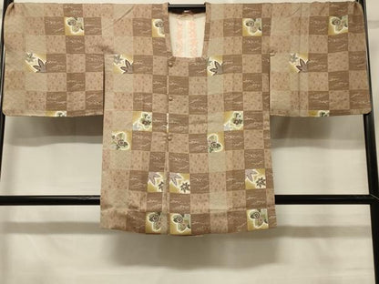 平和屋着物＃道行コート　市松吉祥花文　暈し染め　正絹　逸品　未使用　CABD7978in