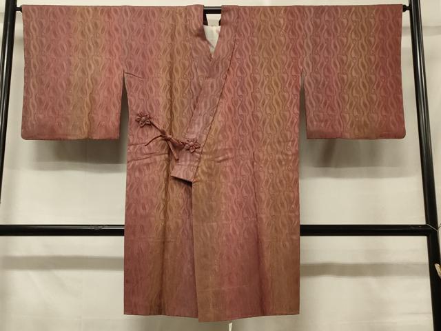平和屋着物＃道中着　伊と幸　幾何学文様　暈し染め　反端付き　ロング丈　正絹　逸品　CABD7982in