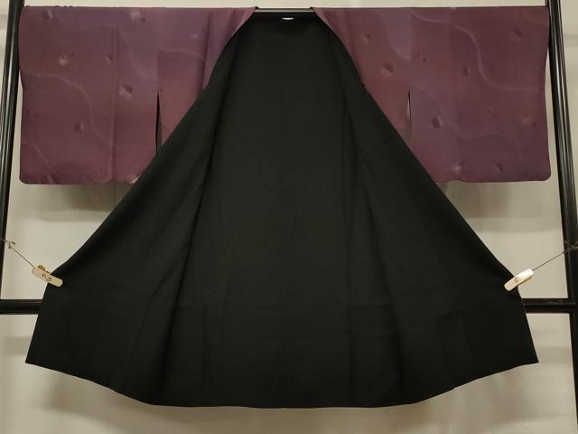 平和屋着物＃道行コート　リバーシブル　地紋起こし　流水文　暈し染め　黒地　ロング丈　正絹　逸品　CABD7984in
