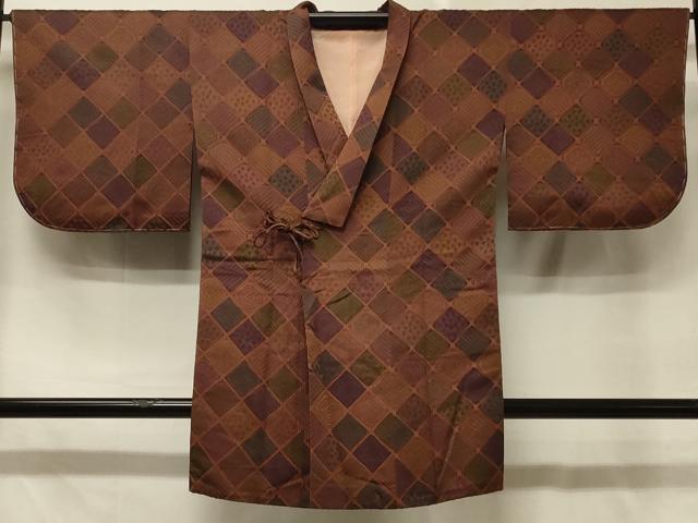 平和屋着物＃道中着　菱文　ロング丈　正絹　逸品　未使用　CABD7988in