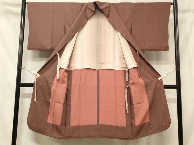 平和屋着物＃道中着　単衣　文字文　反端付き　ロング丈　正絹　逸品　CABD7989in