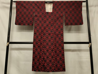 平和屋着物＃道行コート　単衣　幾何学文様　ロング丈　正絹　逸品　CABD7991in