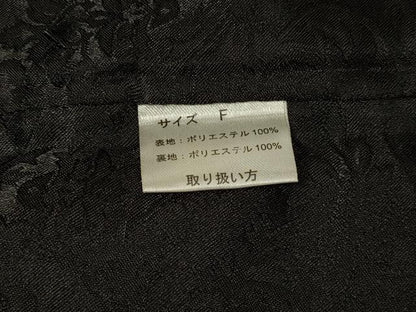 平和屋着物＃道中着　草花文　黒地　洗える着物　CABD7993in