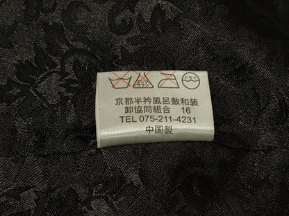 平和屋着物＃道中着　草花文　黒地　洗える着物　CABD7993in