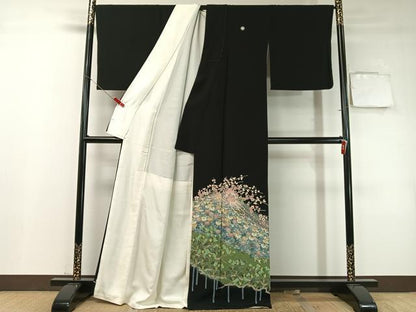 平和屋着物●本加賀友禅作家　魚津誠　黒留袖　乱菊　正絹　逸品　CABD8001vp