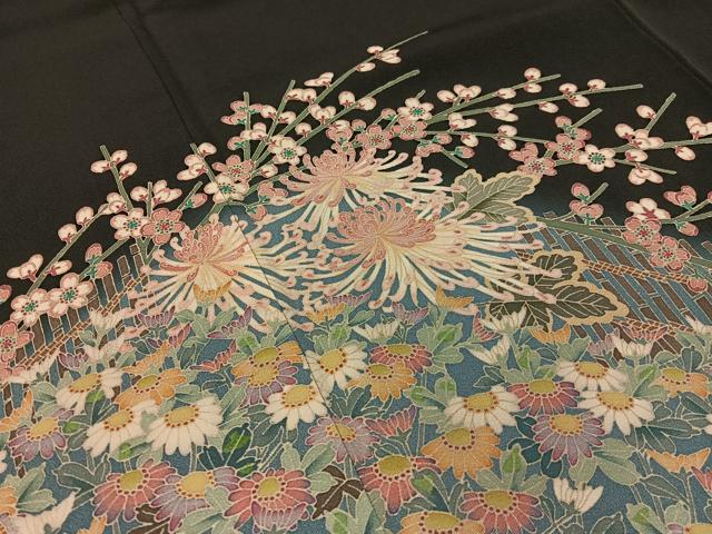 平和屋着物●本加賀友禅作家　魚津誠　黒留袖　乱菊　正絹　逸品　CABD8001vp