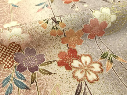 平和屋着物●上質な小紋　扇面枝垂れ桜　暈し染め　金彩　正絹　逸品　CABD8003vp