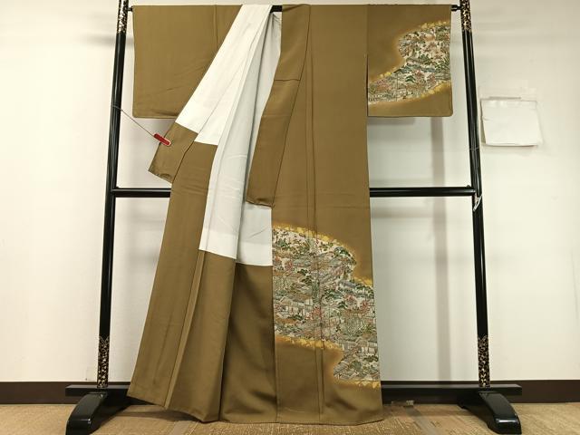 平和屋着物●訪問着　作家物　手描き　祇園祭　金彩　鬼しぼ縮緬　正絹　逸品　未使用　CABD8004vp