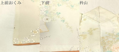 平和屋着物●上質な小紋　扇面花文　暈し染め　金彩　ロング丈　正絹　逸品　CABD8005vp
