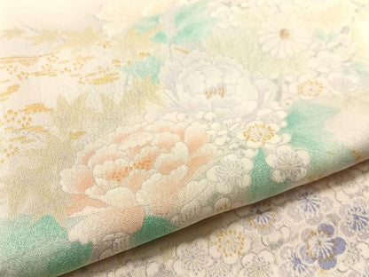 平和屋着物●上質な小紋　扇面花文　暈し染め　金彩　ロング丈　正絹　逸品　CABD8005vp