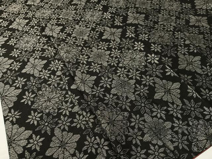 平和屋着物●上質な紬　花菱文　黒地　正絹　逸品　CABD8006vp