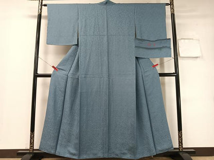平和屋着物●上質な色無地　秘宝　南天地紋　薄縹色　反端付き　正絹　逸品　未使用　CABD8008vp