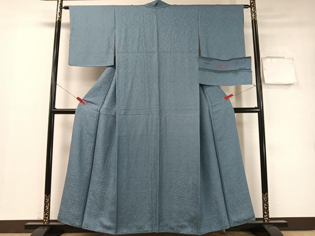 平和屋着物●上質な色無地　秘宝　南天地紋　薄縹色　反端付き　正絹　逸品　未使用　CABD8008vp