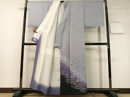 平和屋着物●訪問着　流水藤蔦の葉文　暈し染め　銀彩　やまと誂製　正絹　逸品　CABD8009vp