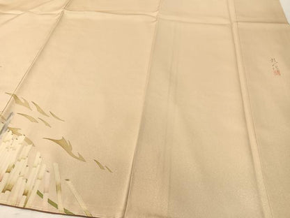 平和屋着物●鎌倉友禅　坂井教人　日本工芸会正会員　訪問着　刺繍　群れ鳥　金糸　正絹　逸品　未使用　CABD8010vp