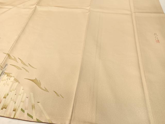 平和屋着物●鎌倉友禅　坂井教人　日本工芸会正会員　訪問着　刺繍　群れ鳥　金糸　正絹　逸品　未使用　CABD8010vp