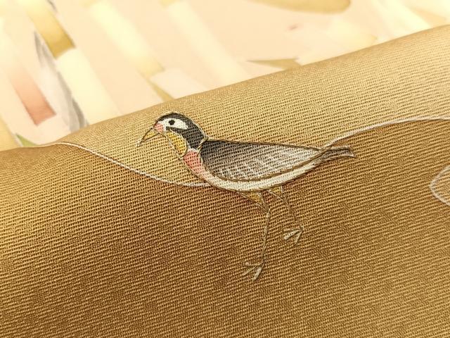 平和屋着物●鎌倉友禅　坂井教人　日本工芸会正会員　訪問着　刺繍　群れ鳥　金糸　正絹　逸品　未使用　CABD8010vp