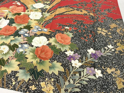 平和屋着物●豪華振袖　駒刺繍　草花文　たたき染め　金彩　正絹　逸品　CABD8011vp