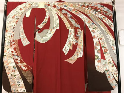 平和屋着物●豪華振袖　束ね熨斗花鳥蝶文　暈し染め　金銀彩　正絹　逸品　CABD8012vp